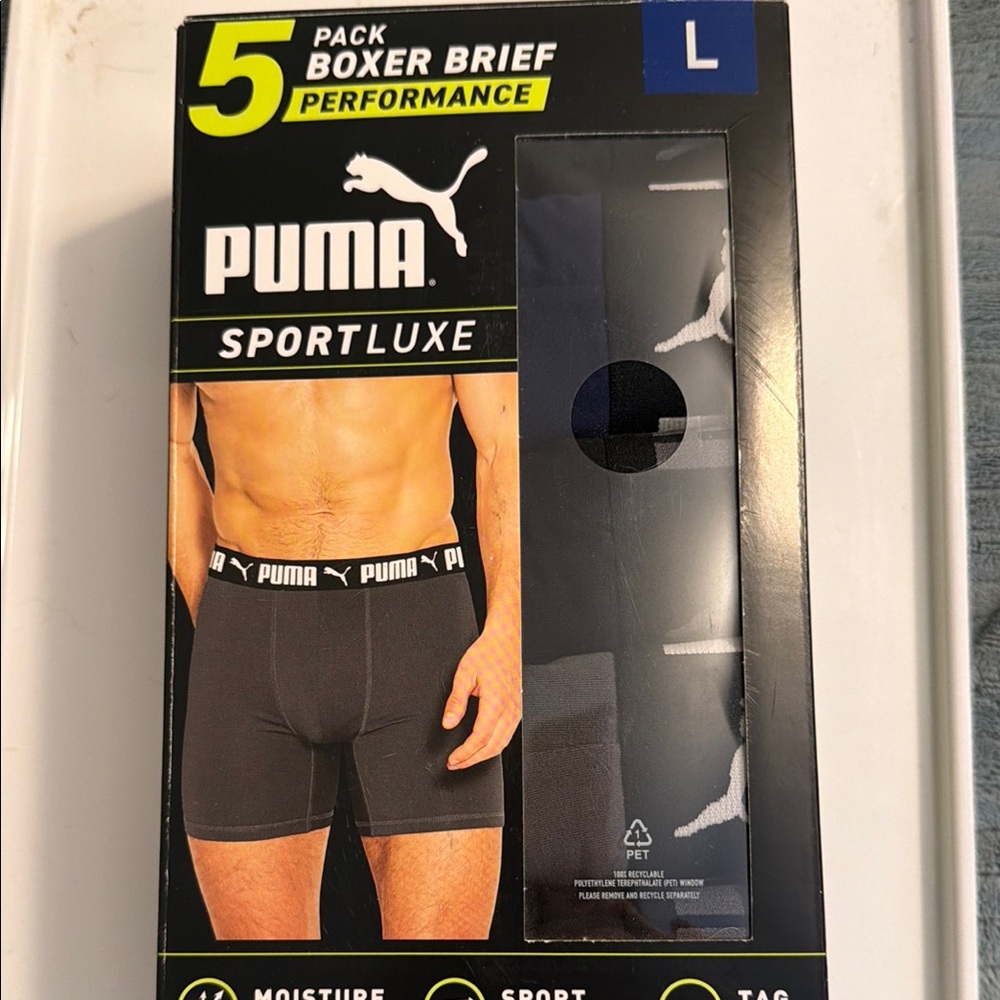 5- Men’s puma boxer briefs Large